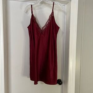 I.n.c. International Concepts Lace & Chiffon Nightgown Lingerie Deep Red L. NWOT